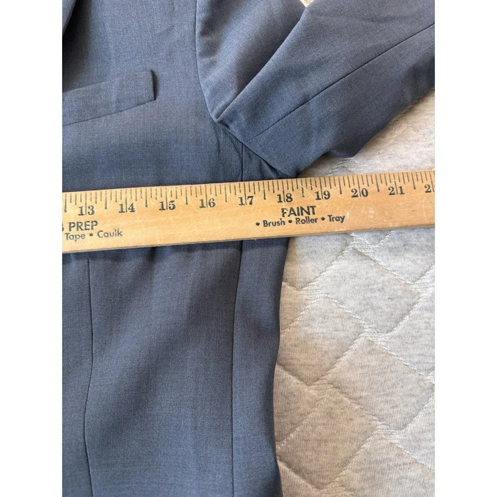 Theory Blazer Womens 6 Gray Staple Wool Blend One Button Longline Jacket Career